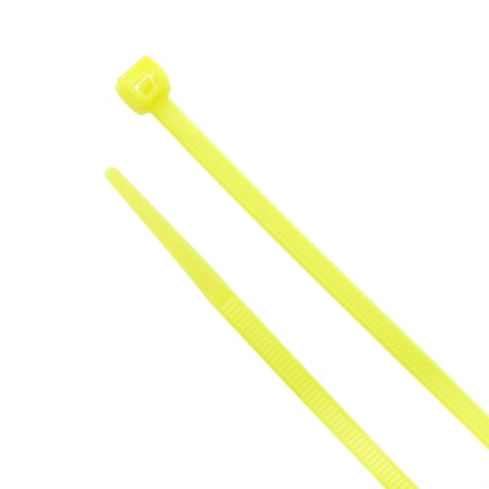 South Main Hardware Cable Tie, 11 in L, 3 in Max Bundle Dia., Fluorescent Yellow, Nylon, 75 lb Strength, 100 PK 220178